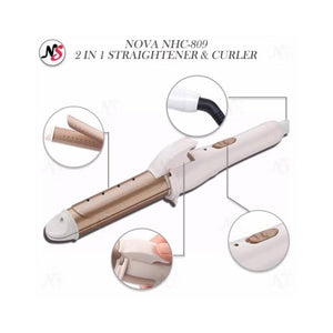 Nova NHC-809RM 2in1 Hair Straightener & Curler – Quick Heating & Sleek Styling