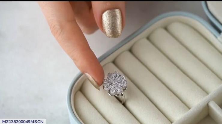otating Silver Plated Zircon Adjustable Ring