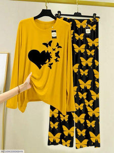 2 Pcs Women's Stitched Printed Night Suit
