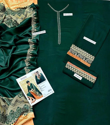 3 Pcs Women's Unstitched Embroidered Suit