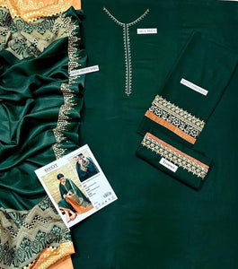 3 Pcs Women's Unstitched Embroidered Suit
