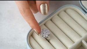 otating Silver Plated Zircon Adjustable Ring
