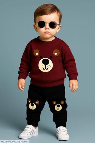 2 Pcs Boy's Polyester Printed Sweatshirt Tracksuit