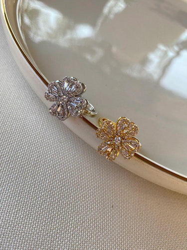 otating Silver Plated Zircon Adjustable Ring