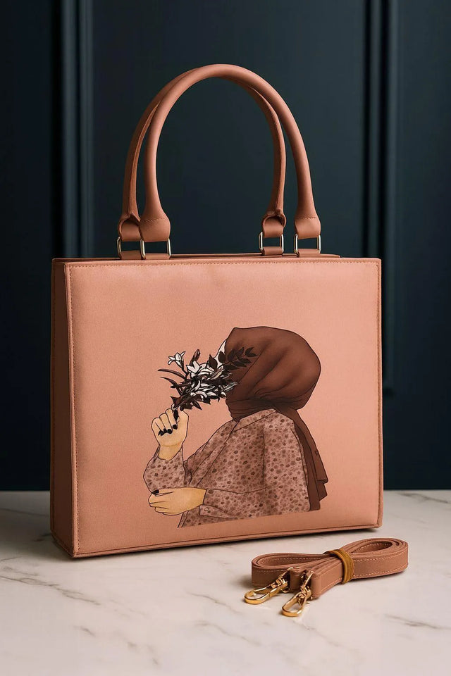Stylish Women's Canvas Tote Bag - 1 Pc, Printed Design